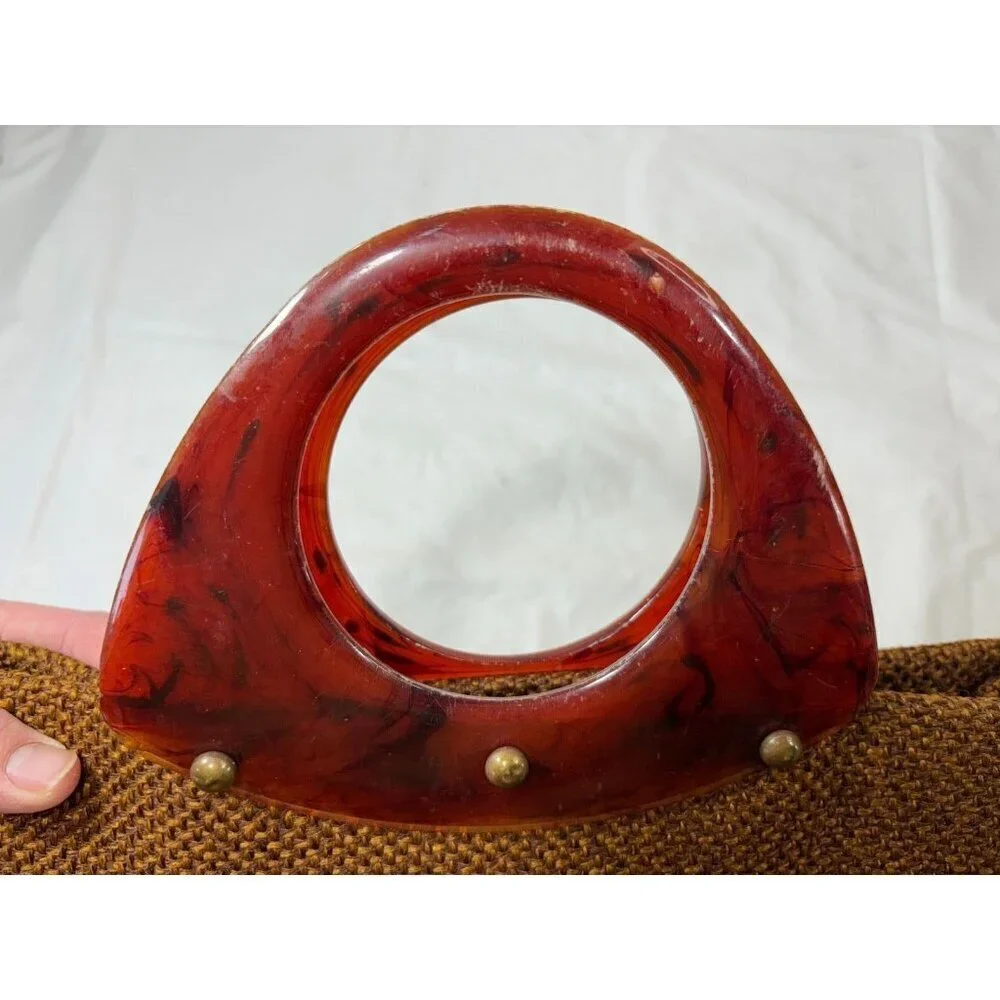 Vintage ‘60s JR Florida Large Tapestry Hand Bag lucite handles